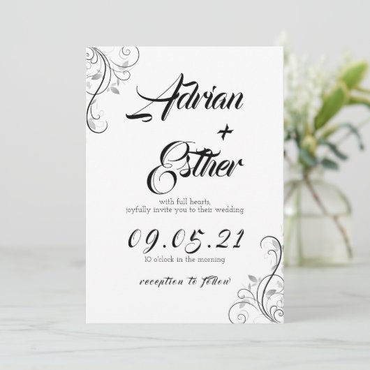 Minimal wedding invitation card kaart (Staand voorkant)