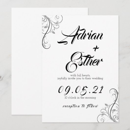 Minimal wedding invitation card kaart (Voorkant / Achterkant)