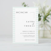 Minimal Wedding Invitation Card with Stripe Border Kaart (Staand voorkant)
