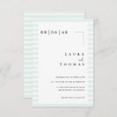 Minimal Wedding Invitation Card with Stripe Border Kaart (Voorkant / Achterkant)