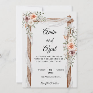 Minimal Wedding Invitation Template | Classic Scr Feestdagenkaart