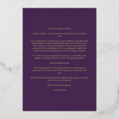 Minimal Wedding Purple & Gold 4-Photos Collage Folie Uitnodiging (Achterkant)