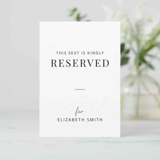 Minimal Wedding Reserved Seating Tag (Staand voorkant)