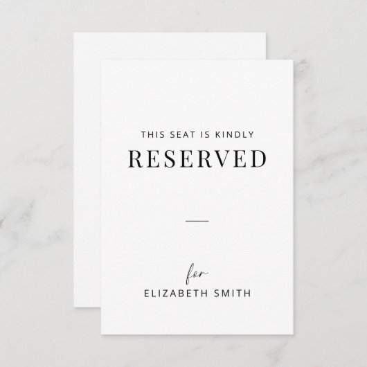 Minimal Wedding Reserved Seating Tag (Voorkant / Achterkant)