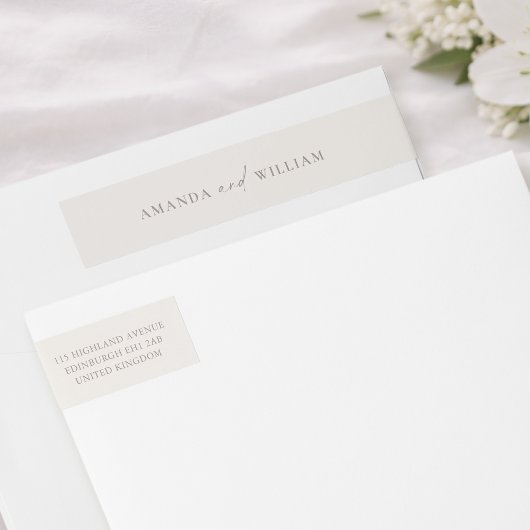 Minimal Wedding Return Address Labels & Belly Band