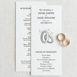Minimal wedding rings wedding ceremony program programmakaart