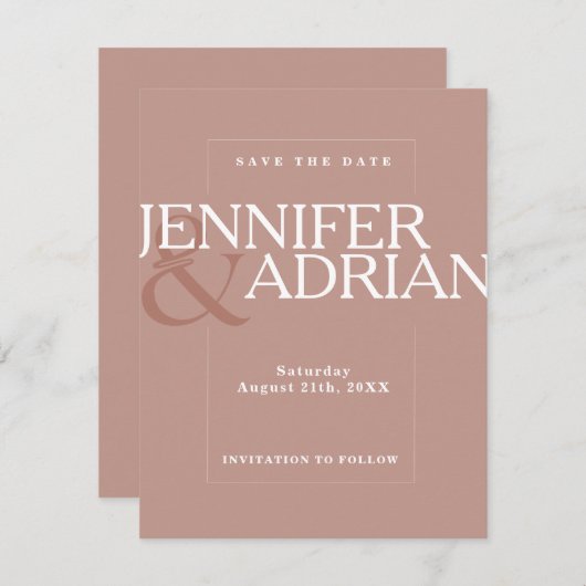 Minimal Wedding Save the Date Kaarten (Voorkant / Achterkant)