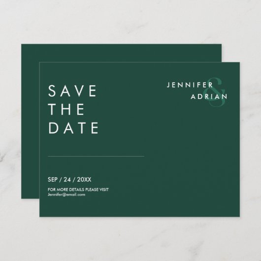 Minimal Wedding Save the Date Kaarten (Voorkant / Achterkant)