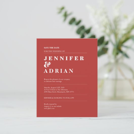Minimal Wedding Save the Date Kaarten (Staand voorkant)