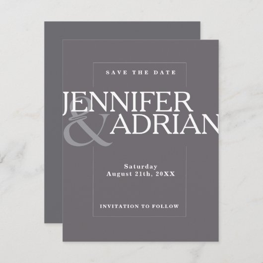 Minimal Wedding Save the Date Kaarten (Voorkant / Achterkant)