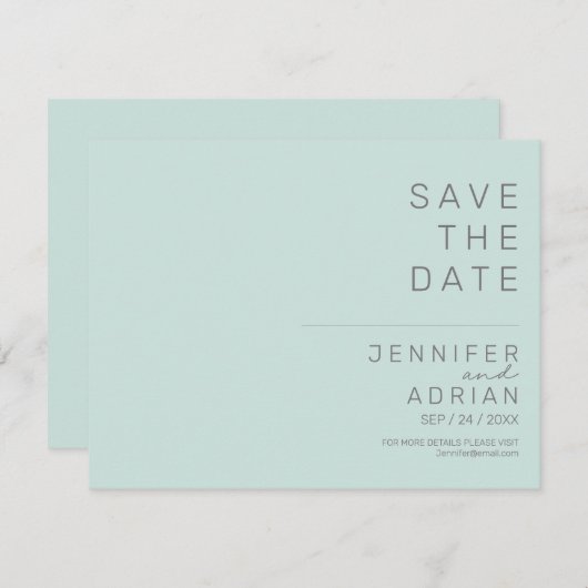 Minimal Wedding Save the Date Kaarten (Voorkant / Achterkant)