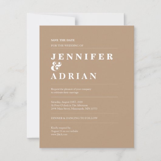 Minimal Wedding Save the Date Kaarten (Voorkant)