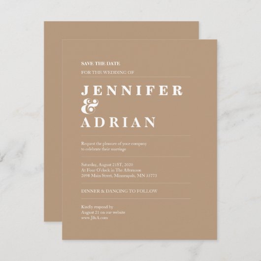 Minimal Wedding Save the Date Kaarten (Voorkant / Achterkant)