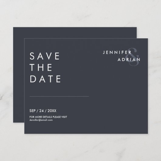 Minimal Wedding Save the Date Kaarten (Voorkant / Achterkant)