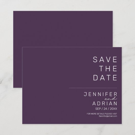 Minimal Wedding Save the Date Kaarten (Voorkant / Achterkant)