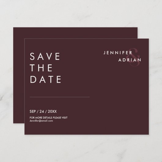 Minimal Wedding Save the Date Kaarten (Voorkant / Achterkant)