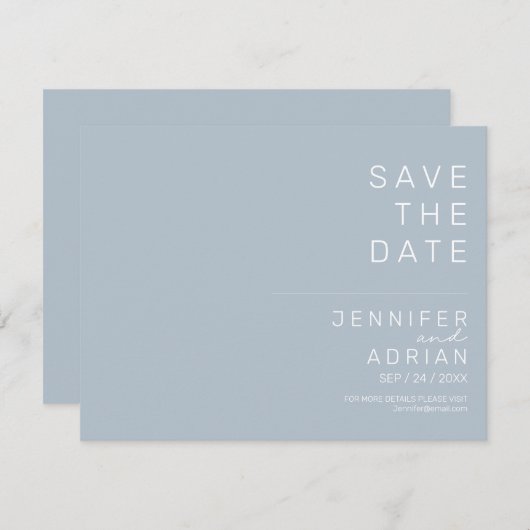 Minimal Wedding Save the Date Kaarten (Voorkant / Achterkant)