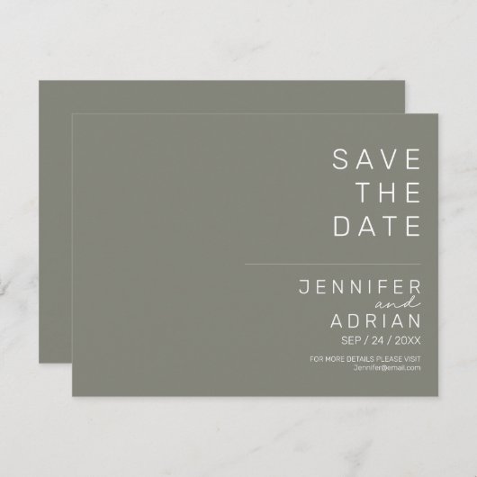 Minimal Wedding Save the Date Kaarten (Voorkant / Achterkant)