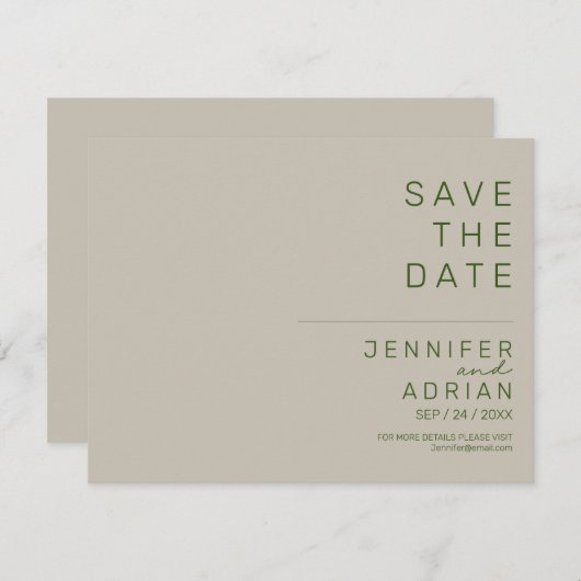 Minimal Wedding Save the Date Kaarten (Voorkant / Achterkant)