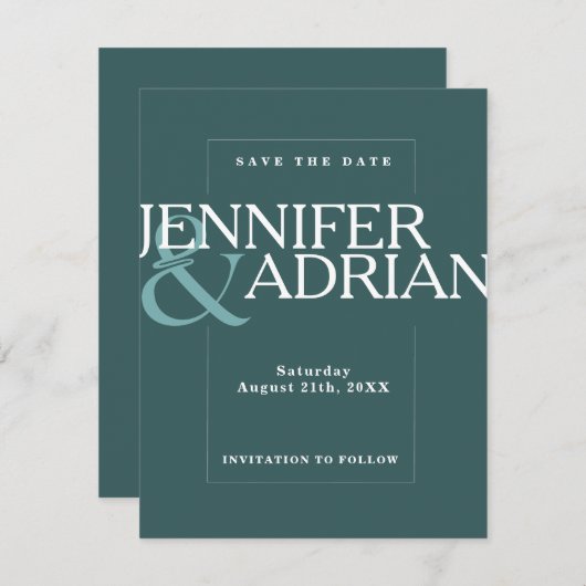 Minimal Wedding Save the Date Kaarten (Voorkant / Achterkant)