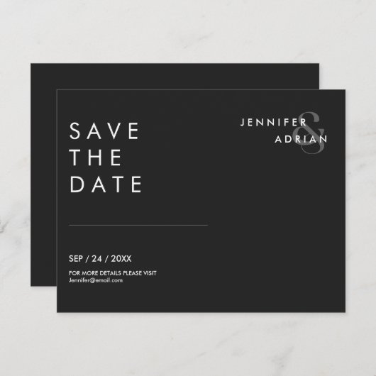 Minimal Wedding Save the Date Kaarten (Voorkant / Achterkant)