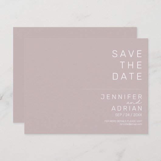 Minimal Wedding Save the Date Kaarten (Voorkant / Achterkant)
