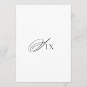 Minimal Wedding Table Number Six Sign Kaart (Voorkant)