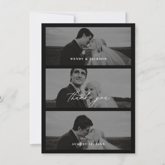 Minimal Wedding Thank You Photo Stack Card  Save The Date (Voorkant)