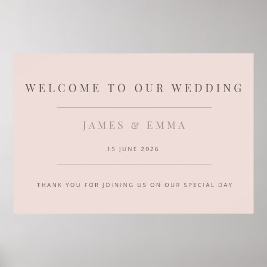 Minimal Wedding Warm Blush Poster (Voorkant)