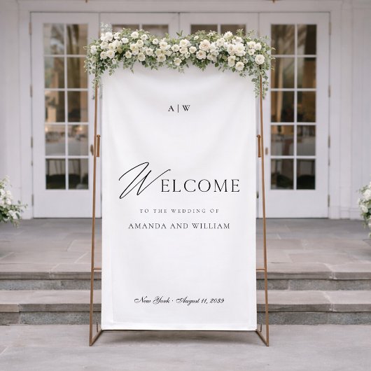 Minimal Wedding Welcome Sign with Script Font Spandoek
