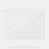 Minimal Wedding Welkom Modern Script Horizontaal Acryl Bord (Voorkant)