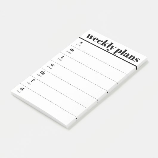 Minimal Weekly Planner Sticky Notes Pad (Schuin)