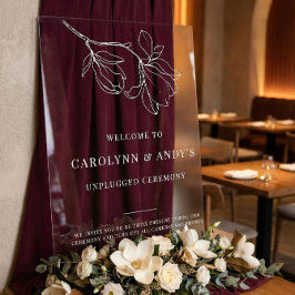 Minimal Welcome Unplugged Wedding Ceremony Clear Acryl Bord