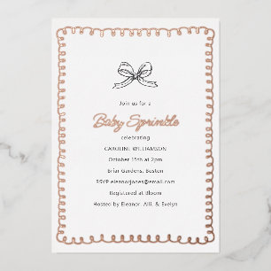 Minimal Whimsical Baby Sprinkle Shower Roos Gold Folie Uitnodiging