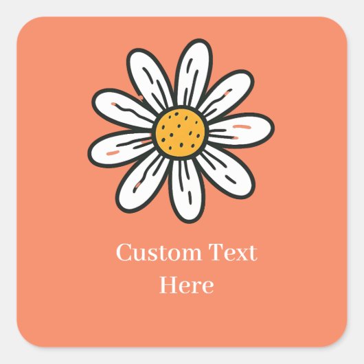 Minimal Whimsical Daisy Hand-Drawn Floral Sticker (Voorkant)