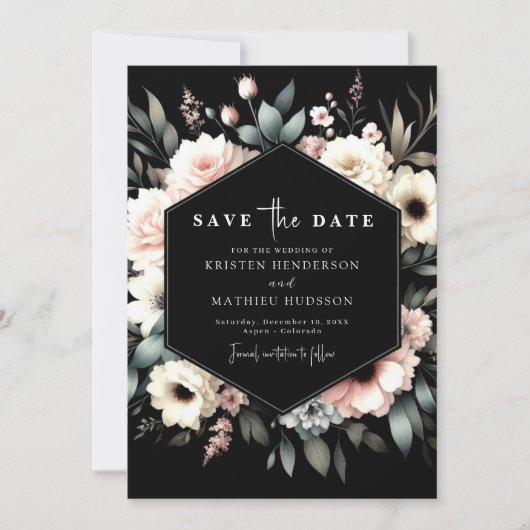 Minimal Whimsy Pink Floral Wedding Save The Date (Voorkant)