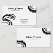 Minimal White and Black Snake Tattoo Artist Visitekaartje (Voorkant / Achterkant)