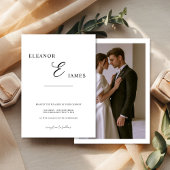 Minimal White and Black Wedding Invitation card Kaart
