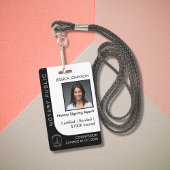 Minimal White & Black Custom Notary Photo ID Badge