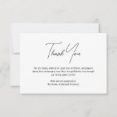 Minimal White & Black Traditional Sympathy Funeral Bedankkaart (Voorkant)