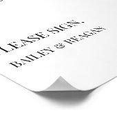 Minimal White Black Wedding Guestbook Sign Poster (Hoek)