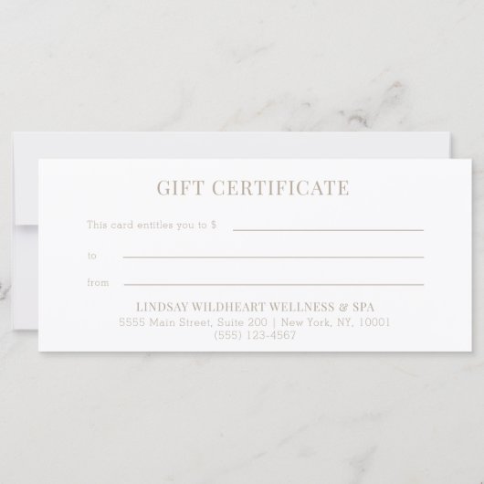 Minimal White Botanical Business Gift Certificates (Achterkant)