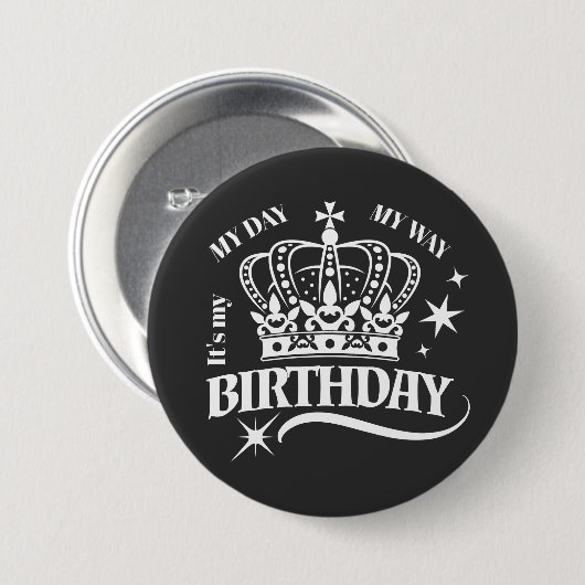 Minimal White Crown Birthday Quote Typography Ronde Button 7,6 Cm (Voorkant /achterkant)