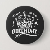 Minimal White Crown Birthday Quote Typography Ronde Button 7,6 Cm (Voorkant)