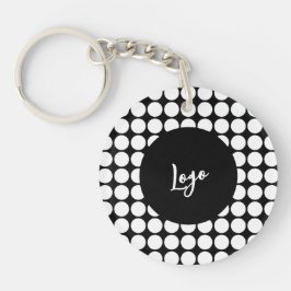 Minimal White Dots on Solid Black Background Sleutelhanger