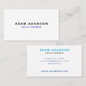 Minimal White Founder CEO President Corporate Visitekaartje (Voorkant / Achterkant)