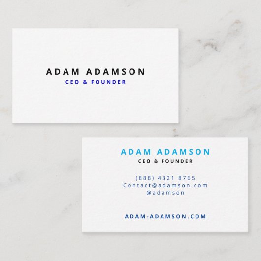 Minimal White Founder CEO President Corporate Visitekaartje (Voorkant / Achterkant)