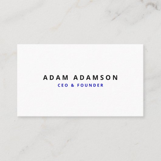 Minimal White Founder CEO President Corporate Visitekaartje (Voorkant)