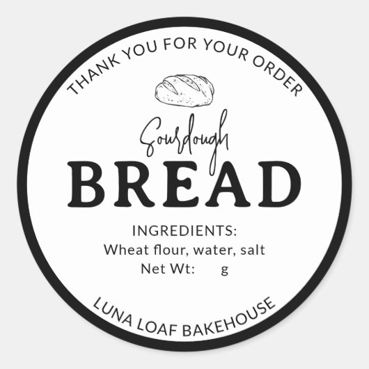 Minimal White Logo Bakery Sourdough Bread Sticker (Voorkant)