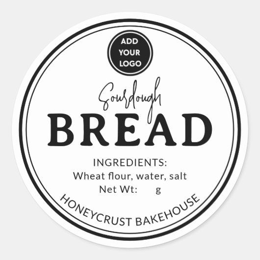 Minimal White Logo Bakery Sourdough Bread Sticker (Voorkant)